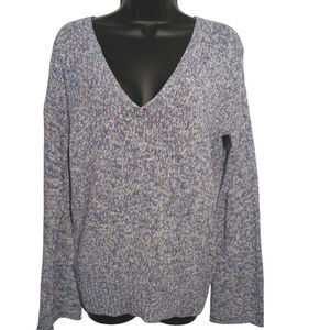 J Crew Marled V Neck Sweater Blue Womens Small